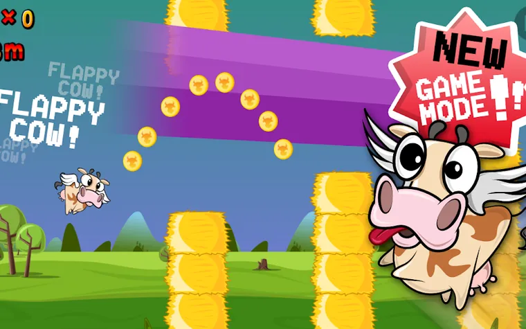Ecrã do modo Flappy Cow no jogo Run Cow Run